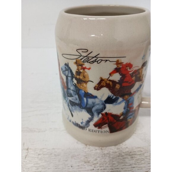Vintage Stetson Limited Edition Cowboys Winter Scene Large Beer Stein Mug - Picture 7 of 12